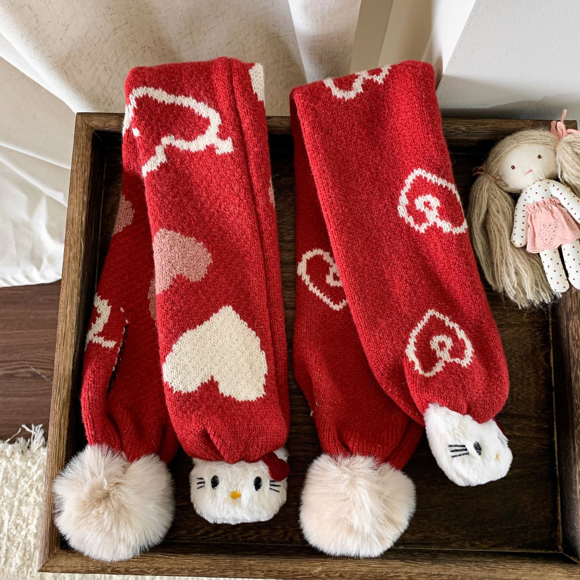 Sugar Pear ropa infantil bufandas rojas de punto para niños otoño invierno caliente niña encantadora Navidad de Año Nuevo buñuelo