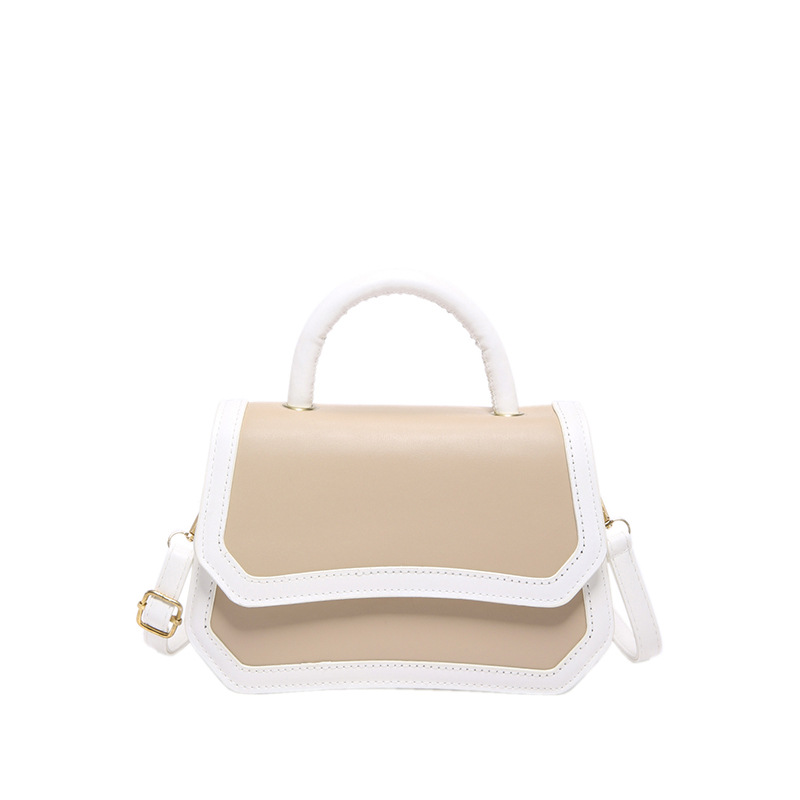 2024 otoño nueva línea de moda para mujer bolso cuadrado pequeño portátil color de contraste costura estilo occidental estilo occidental bolso de mensajero de un solo hombro