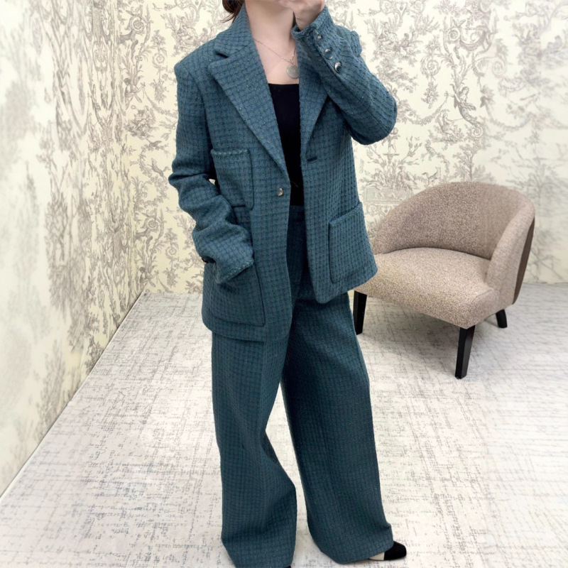 2025秋季新款南油cha法式小香风时尚优雅翻领西装外套+长裤套装女|undefined