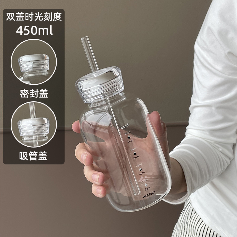 450ml 이중뚜껑 모델 [밀폐뚜껑+빨대뚜껑]에는 빨대가 포함되어 있습니다.