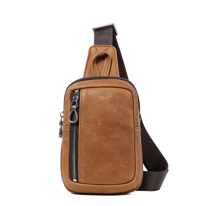 Túi đeo chéo nam mini da bò lớp đầu 13x5x19 cm — Màu đen chi tiết 12