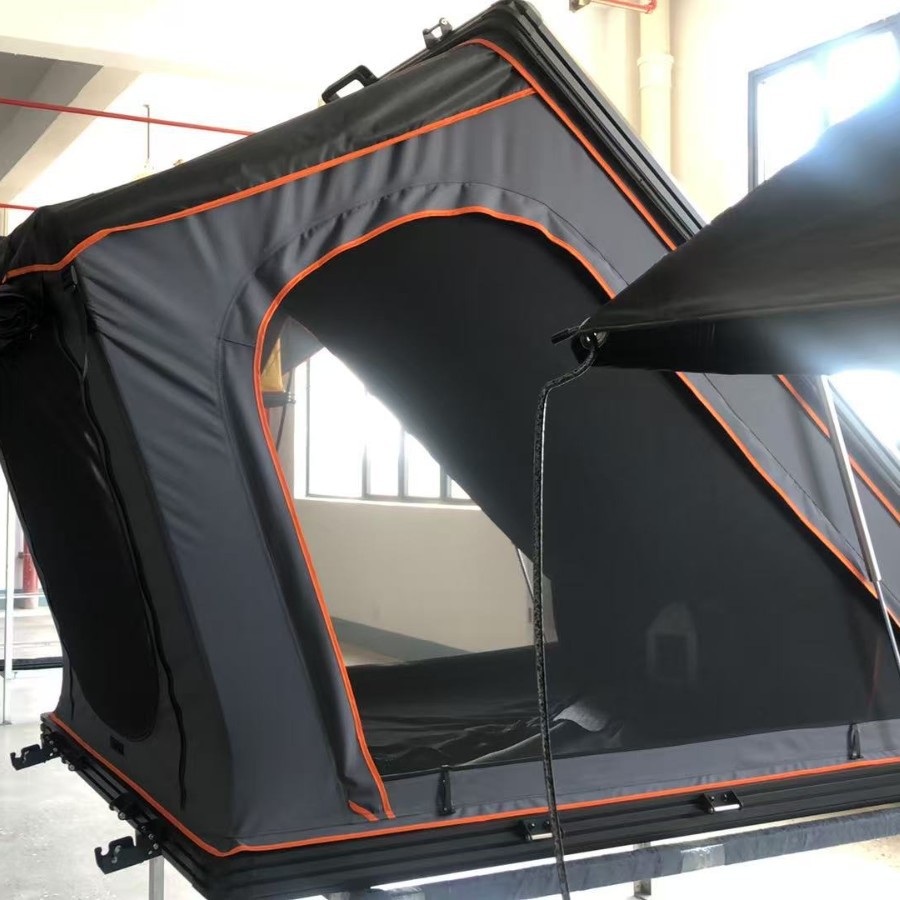 Mountain camping aluminum shell pickup truck roof tent double layer for Jeep outdoor fishing camping car tent
