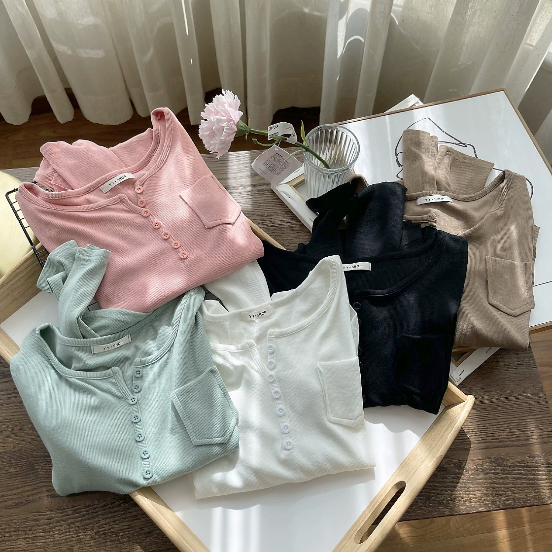 Вы смотрите на короткие и длинные джиу должны носить так высоко на новой корейской версии нижней рубашки с длинным рукавом футболки