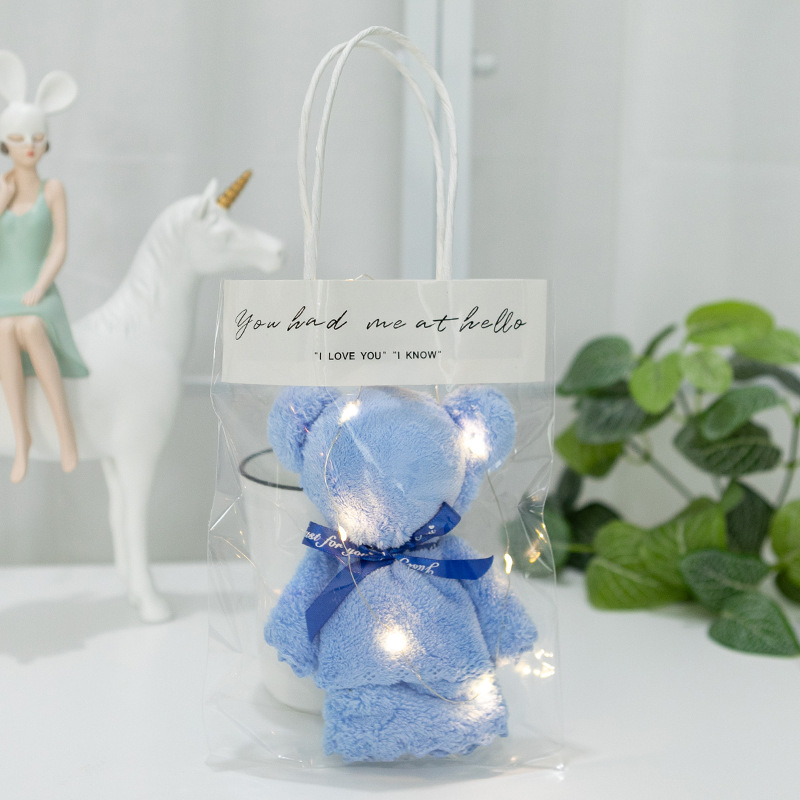 珊瑚绒蓝色熊+手提+暖灯