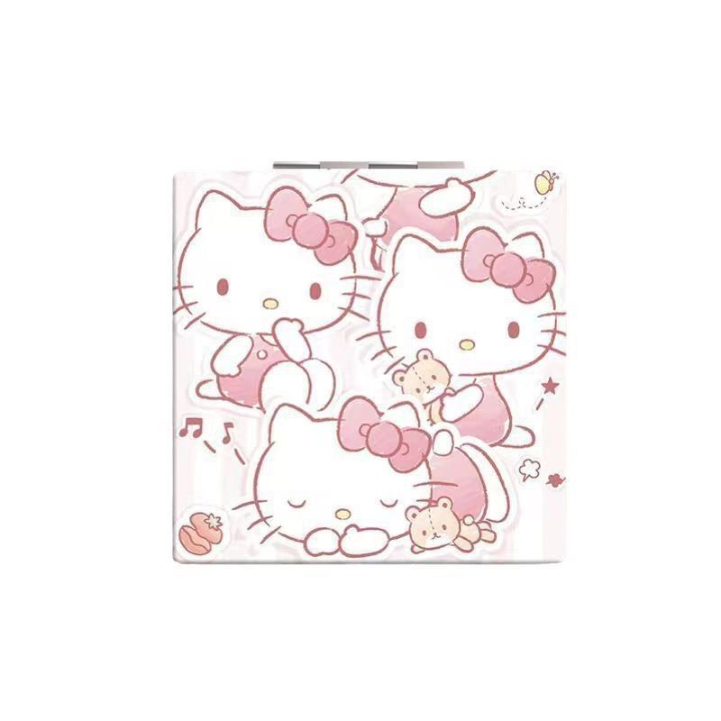 子猫、大きな頭の猫、小さな鏡、ポータブル折りたたみミラー、かわいいポータブル化粧鏡、化粧鏡、手持ちミラー|undefined
