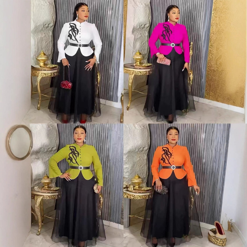 2025 Cross-Border European and American African Miyake Pleated Printed Fashion Printed Top + Wide-Leg Straight Pants Two-Piece Set