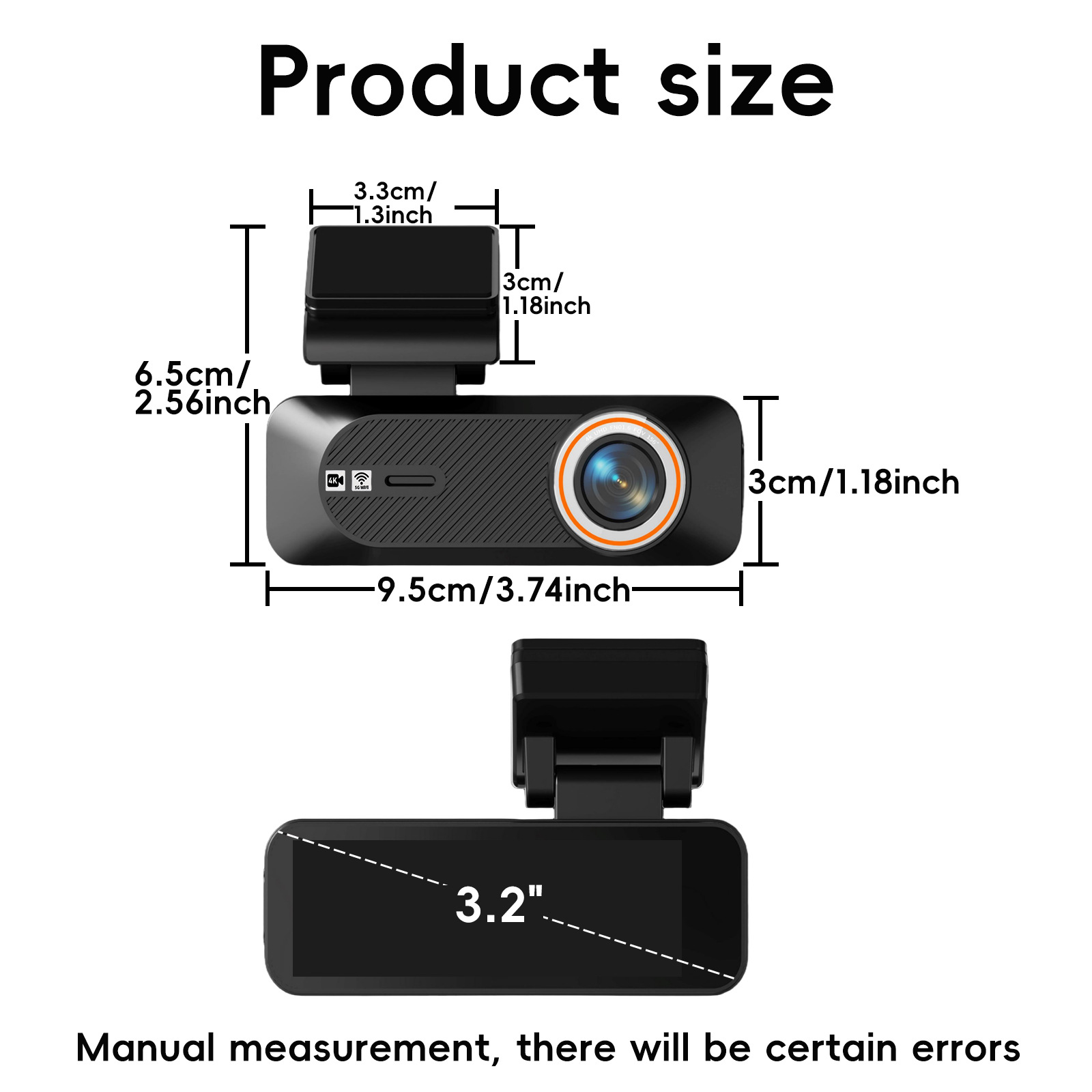 New Cross-Border 4K High-Definition Night Vision Dual-Lens Wifi Front and Rear Dual Recording 24-Hour Parking Monitoring Car Dashcam