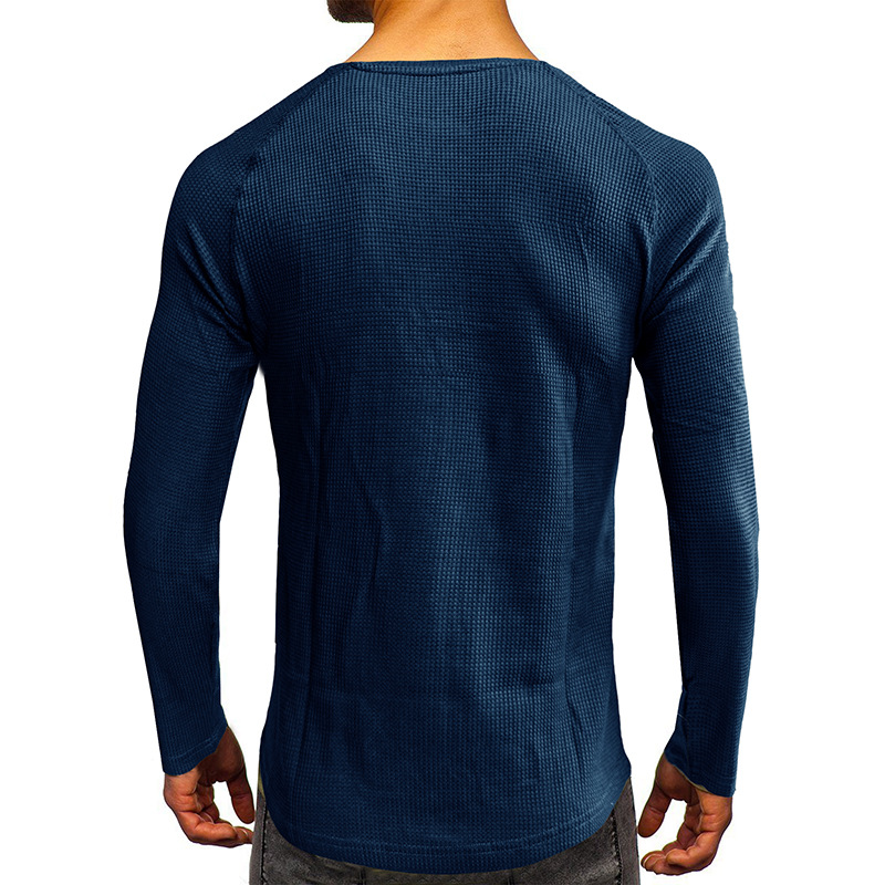 Men's T-shirt Long Sleeve Loose Fit Plain Basic Autumn Winter_voghion.com