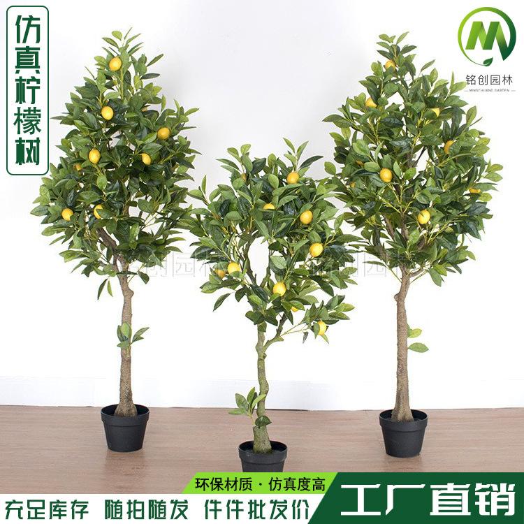 Artificial limón árbol verde planta bonsai venta al por mayor artificial naranja árbol bonsai decoración interior gran falso verde planta bonsai