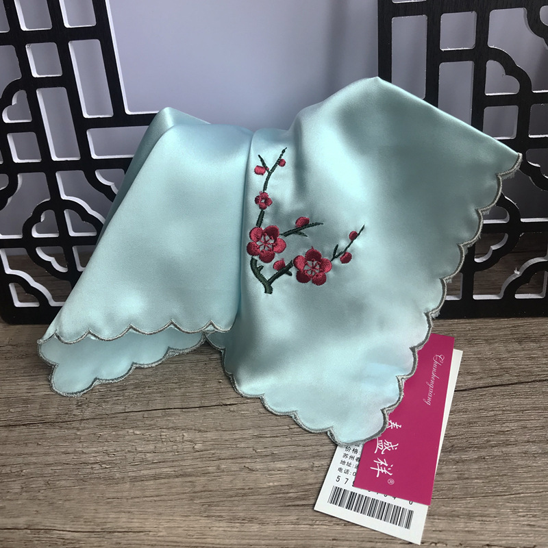 古典真丝绣花手帕 真丝素绉缎手帕 女士绣花手绢 加厚-阿里巴巴