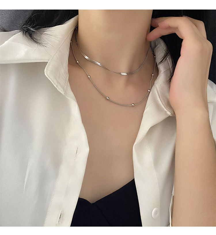 Fashion Geometric Titanium Steel Plating Layered Necklaces 1 Piece