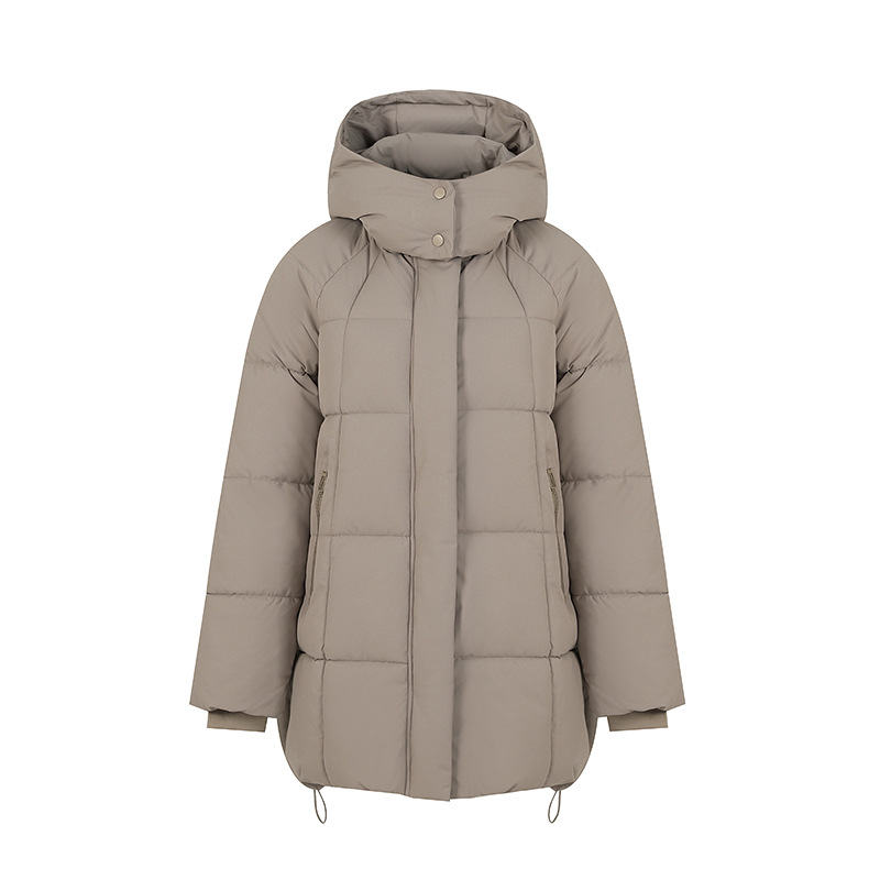 2025 invierno nuevo estilo de alta sensación relajada y cálida gruesa media y larga encapuchada casual hermosa chaqueta de algodón de mujer image 1