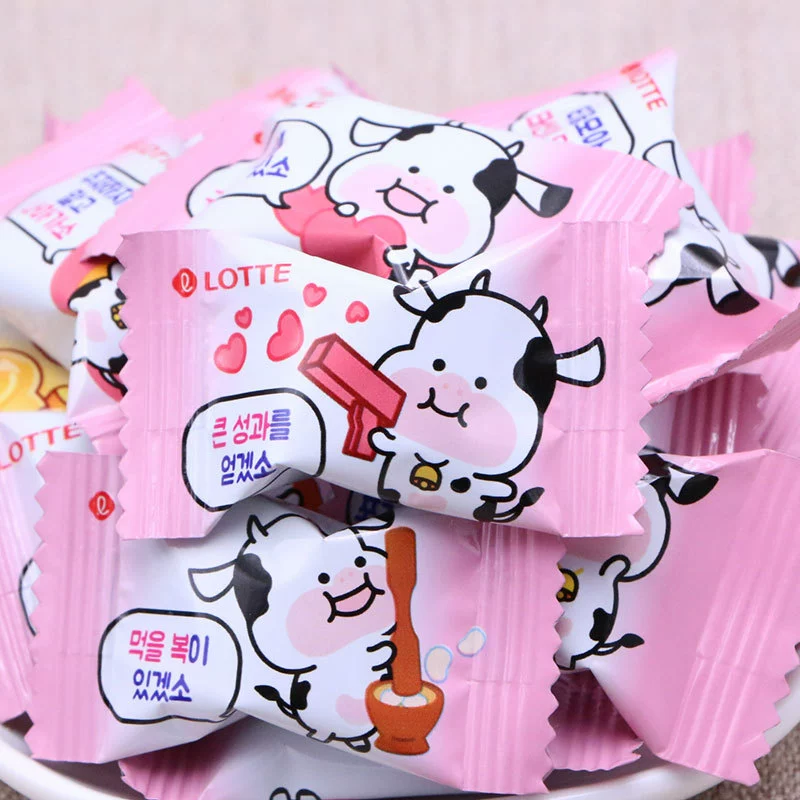 Конфеты Lotte Niu Niu Gummy 63 г — молочный или клубничный вкус, для угощения