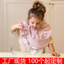 外贸婴儿童防水Pu软塑料立体婴儿围嘴宝宝围兜饭兜罩衣口水巾皮革