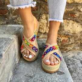 Rome wind flat bottomed handmade sandals