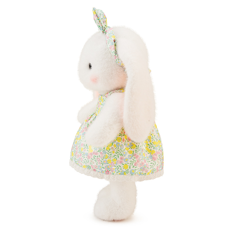 Pastoral conejito colorido falda floral niña muñeca de cumpleaños comodidad muñeca almohada muñeca juguete de peluche regalo