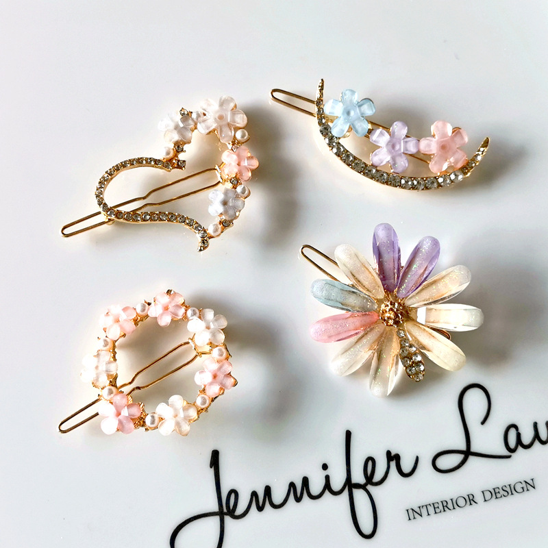 38g Weight Fashion Women'S Plumeria Rhinestone Plating Hair Clip