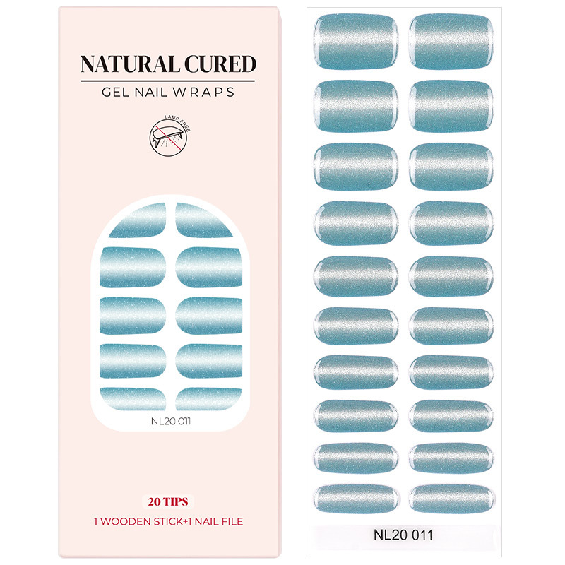 High-End Silver-Gray Fine Glitter Gel Nail Stickers, Full-Cover, No Lamp Needed, Versatile for Commuting, Beginner-Friendly Phototherapy Stickers