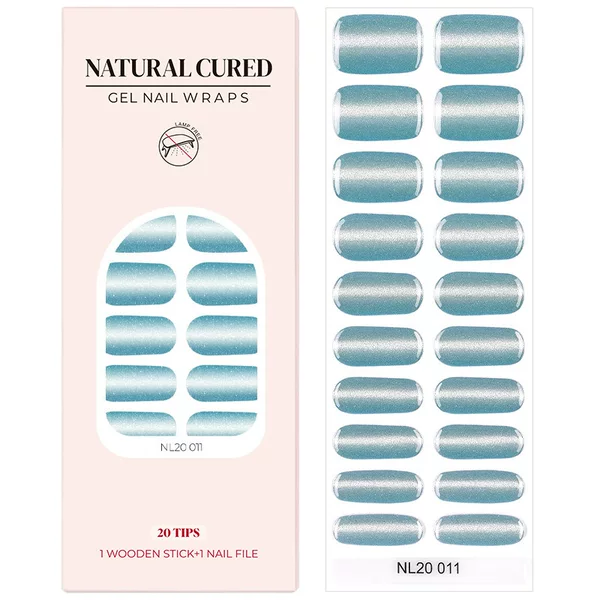 High-End Silver-Gray Fine Glitter Gel Nail Stickers, Full-Cover, No Lamp Needed, Versatile for Commuting, Beginner-Friendly Phototherapy Stickers