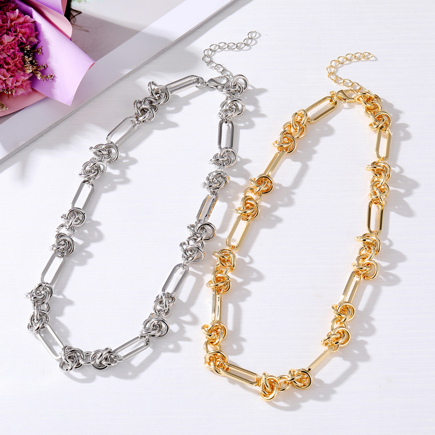 1 Piece Quantity Holiday, Street Occasion Metal Material Solid Color Pattern Hip-hop Solid Color Metal Plating Unisex Sweater Chain