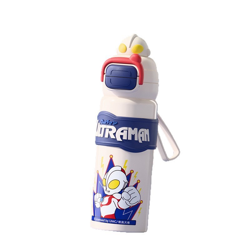 ウルトラマン漫画子供用魔法瓶カップ 316 ステンレス鋼食品グレードストローカップスマート温度表示ダブルドリンクバウンスカップ|undefined