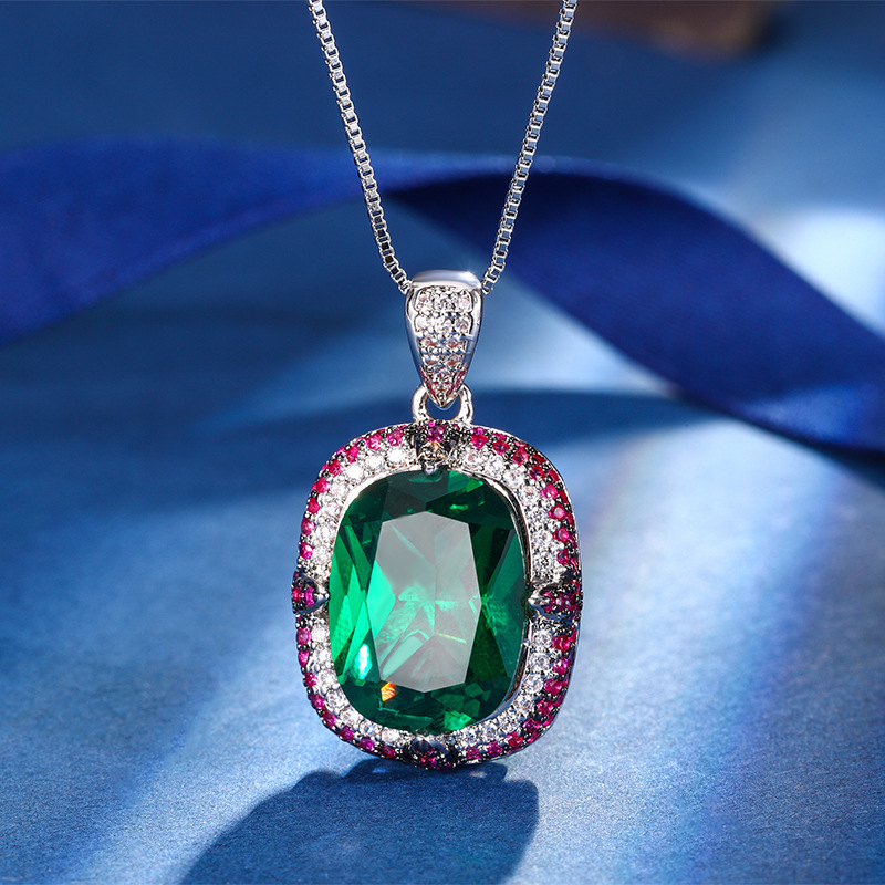 2024 nueva joyería Zhuang Shengsheng estilo europeo y americano simulación esmeralda salto color retro traje principal piedra 12*16-8*10