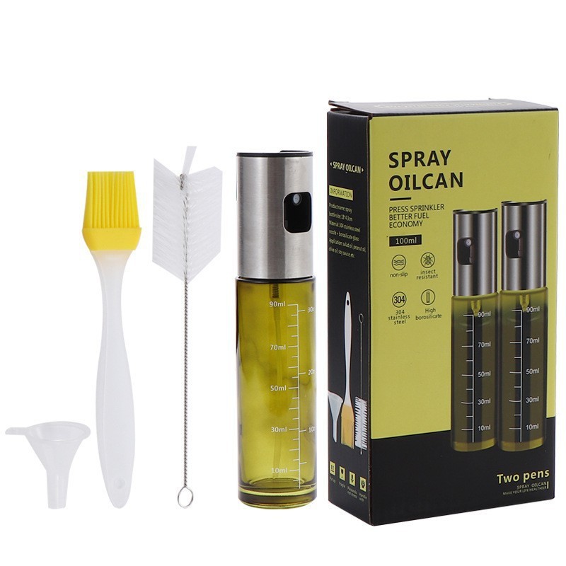 Botella de pulverización de cocina 260ml, vidrio transparente, aceite o vinagre