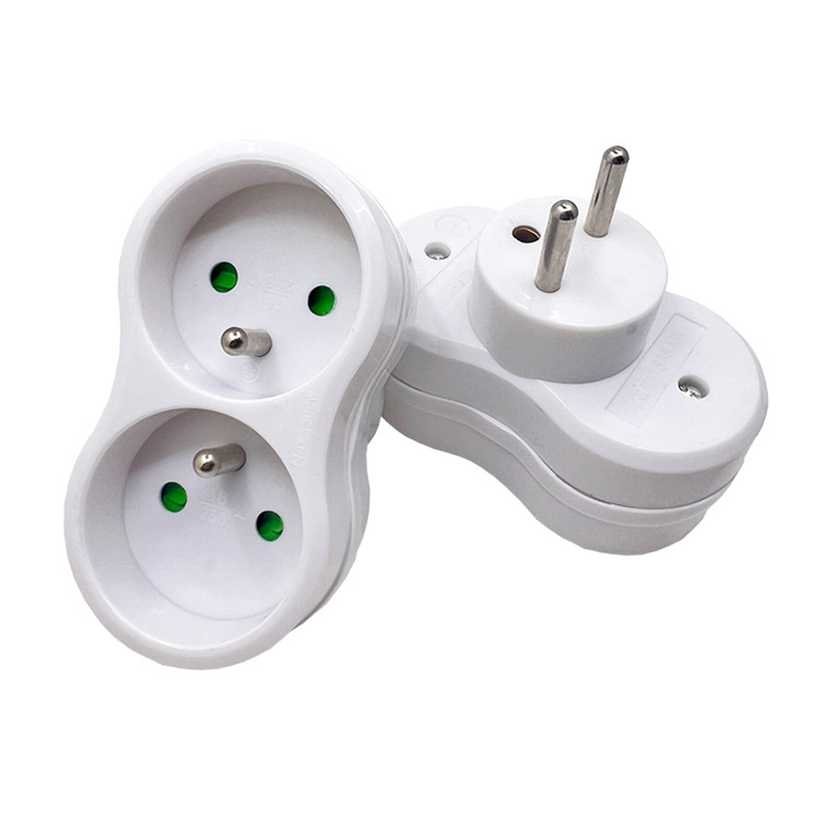 16A Multi-Socket EU Standard Wall Extension French One-to-Two Power Adapter_voghion.com