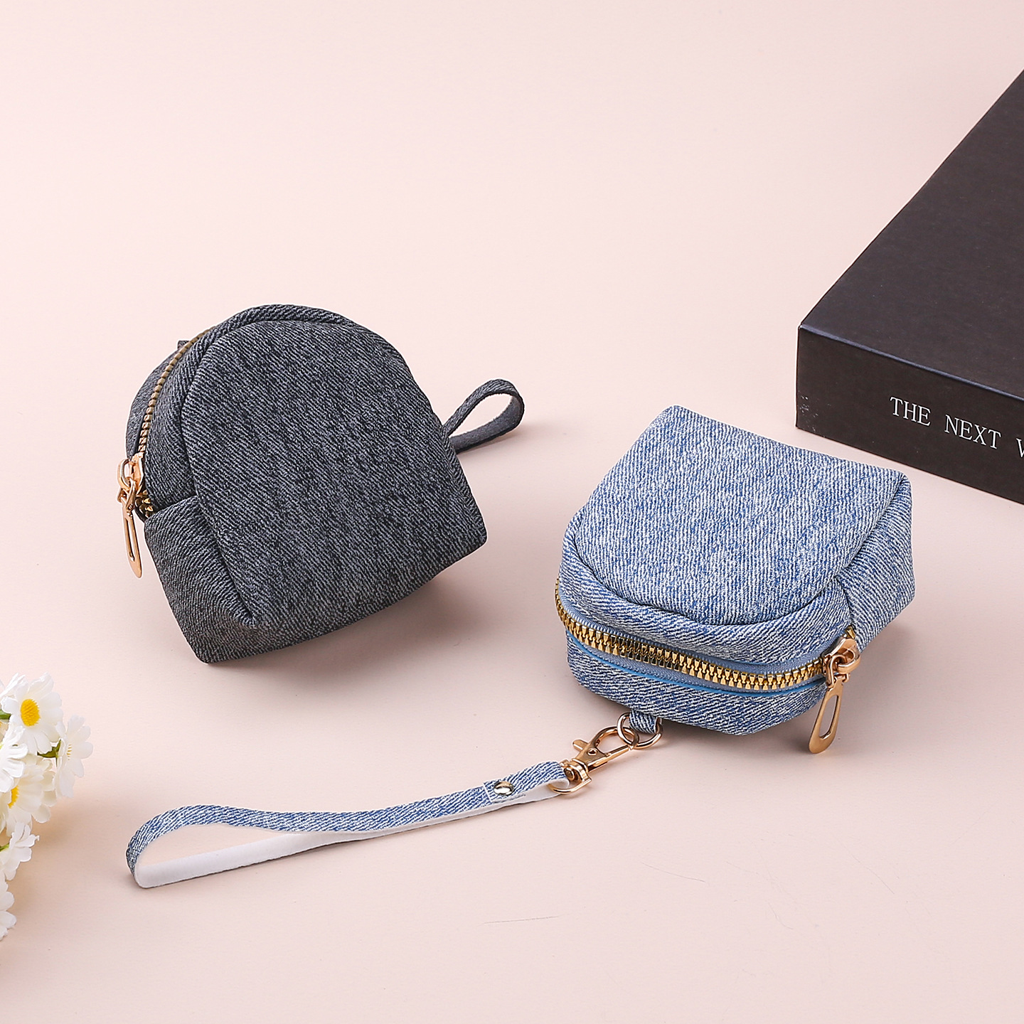 New Denim Pattern Key Bag, Coin Purse, Bluetooth Earphone Pouch, Outdoor Sports Backpack Accessories, Small Pendant