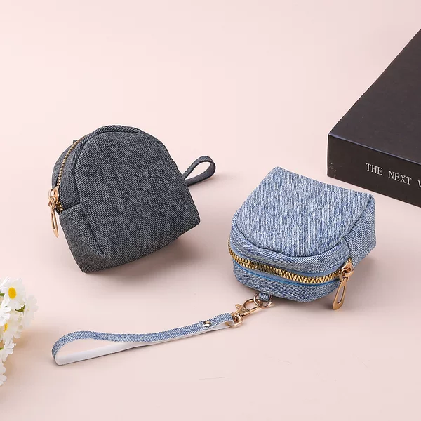 New Denim Pattern Key Bag, Coin Purse, Bluetooth Earphone Pouch, Outdoor Sports Backpack Accessories, Small Pendant
