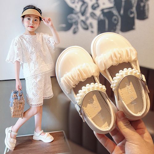 Girls' princess leather shoes  spring and autumn new soft-soled children's British style single shoes summer big children's black shoes