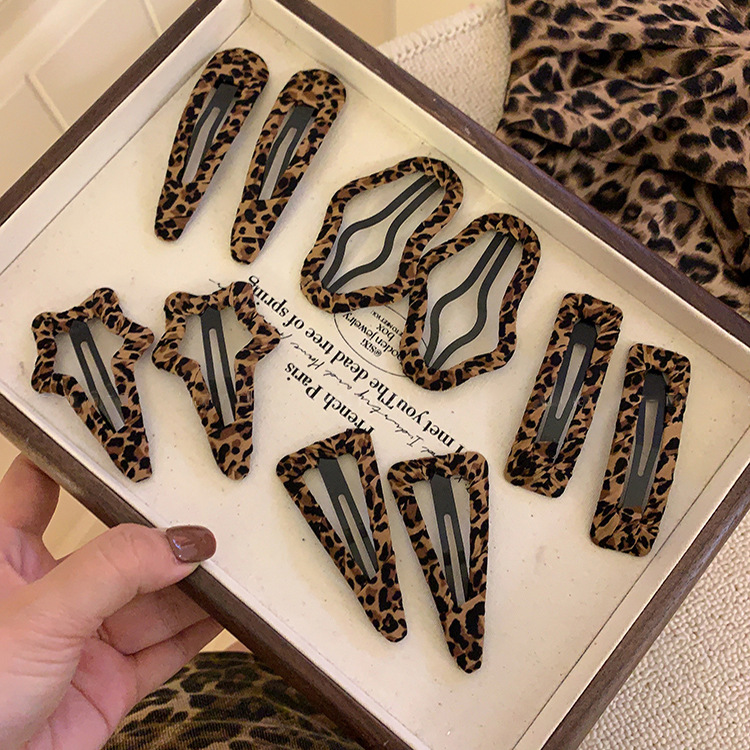korean style sweet cool hot girl leopard print bb clip hot girl 2024 early autumn new all-match side clip bang clip accessories headdress