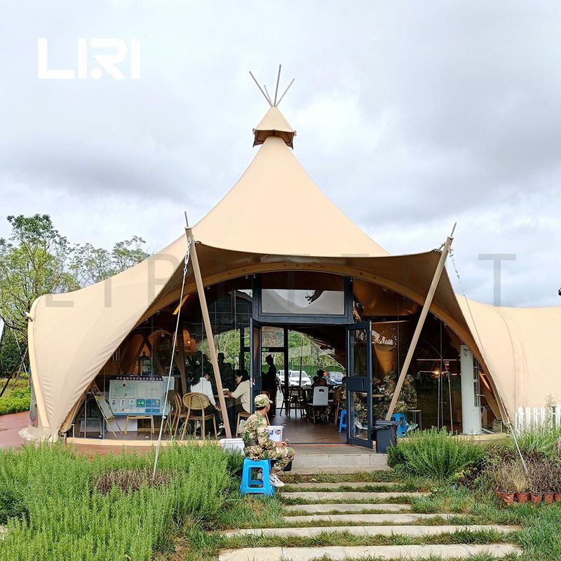 丽日户外大型活动棚房印第安活动帐篷野奢营地酒店帐篷餐吧休息室