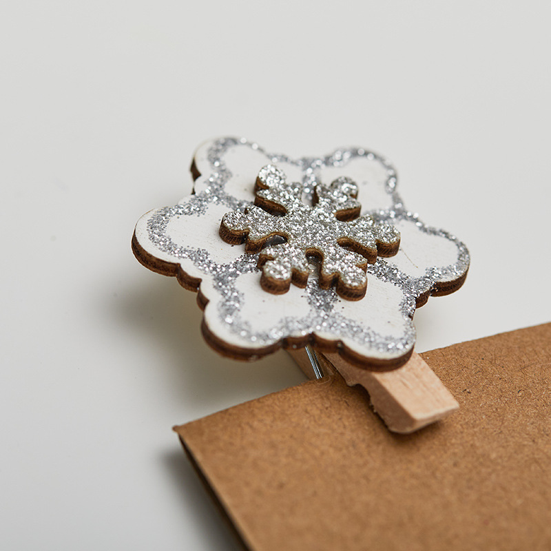 Buscando madera de Navidad copo de nieve de Navidad árbol de Navidad decoraciones de Navidad abrazadera de cuerda de amor de pentacos pequeños clips