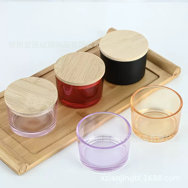 现货简约7550磨砂玻璃蜡烛杯家用创意装饰香薰烛台140ml透明罐子