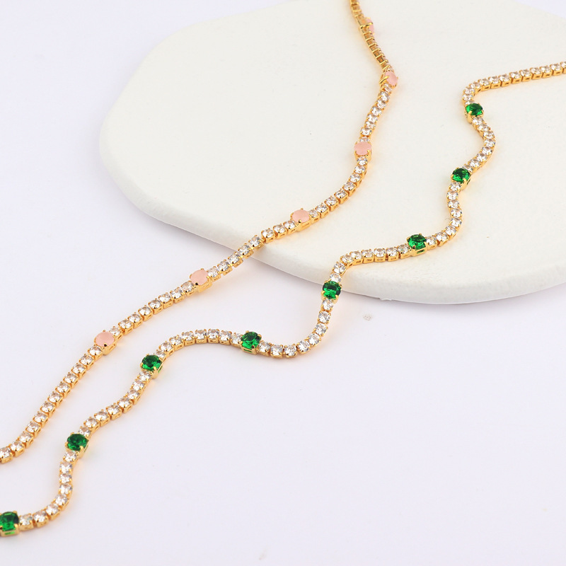 Simple Style Geometric Copper Necklace Inlay Zircon Copper Necklaces