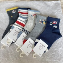 秋冬新款儿童袜棉卡通男孩腊肠狗灰色袜子无骨舒适透气吸汗不臭脚