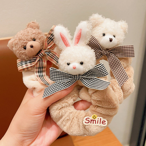 Children's Milk Coffee Color Headband for Girls, Cute Plush Hair Band for Girls, Non-Damaging Elastic Hair Accessory
