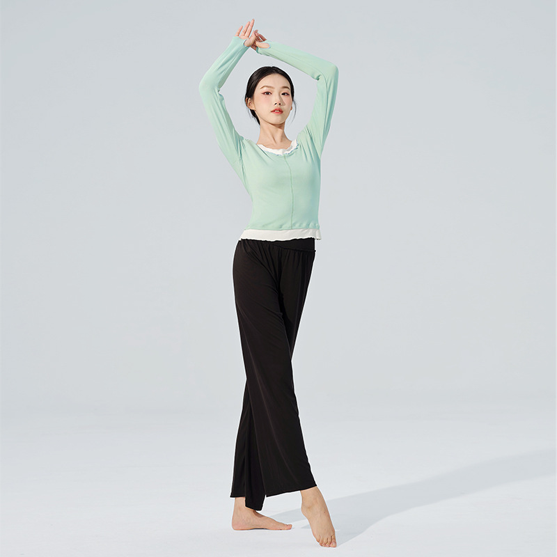 Body Dance ropa entrenamiento superior arte examen femenino adulto moderno danza práctica ropa falso dos piezas 2023 nueva manga larga