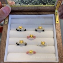 爆款足金999金珠编织指环黄金玫瑰花戒指女款硬金转运珠活动礼品