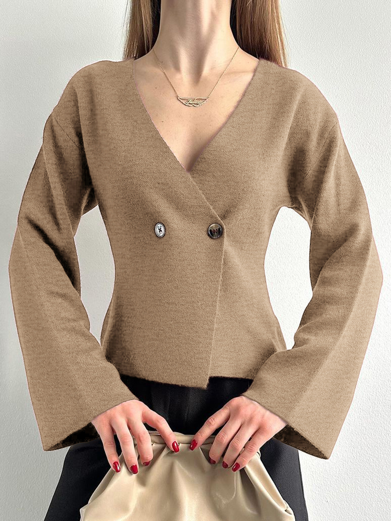 Kaikuo2026 primavera y verano transfronterizos europeos y estadounidenses botones cardigan de cuello en V suéter casual de lana Amazon estación independiente image 1