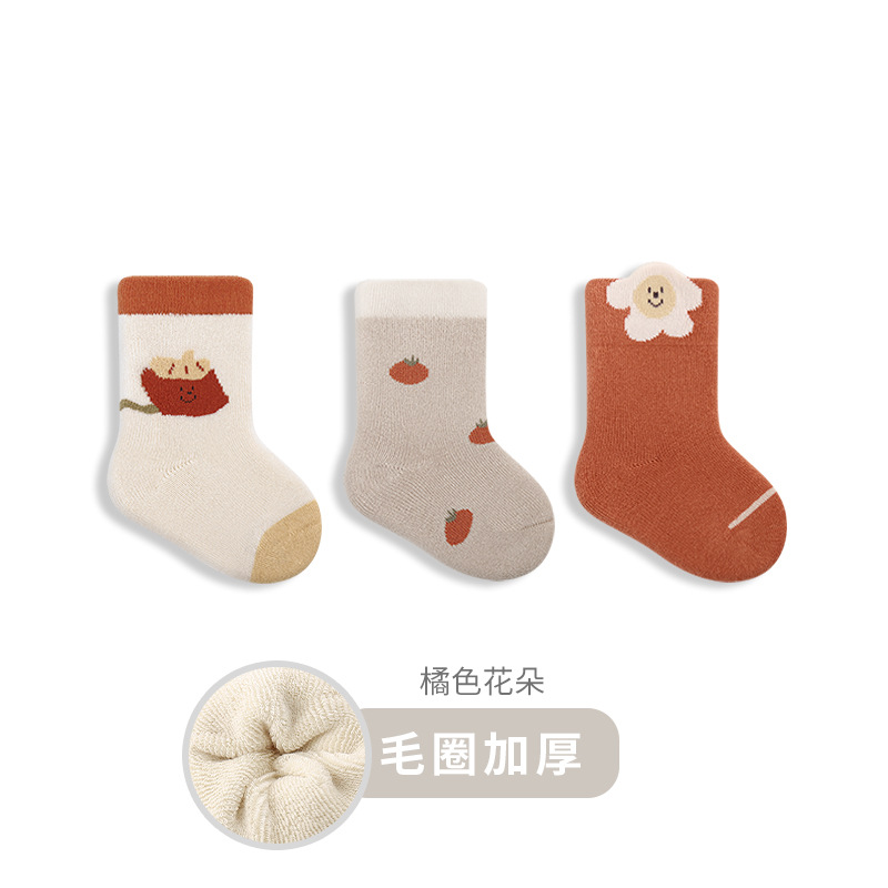 Bebé recién nacido calcetines de algodón Otoño e Invierno engrosado cálido Terry boca suelta sin hueso bebé recién nacido niños y niñas calcetines de bebé