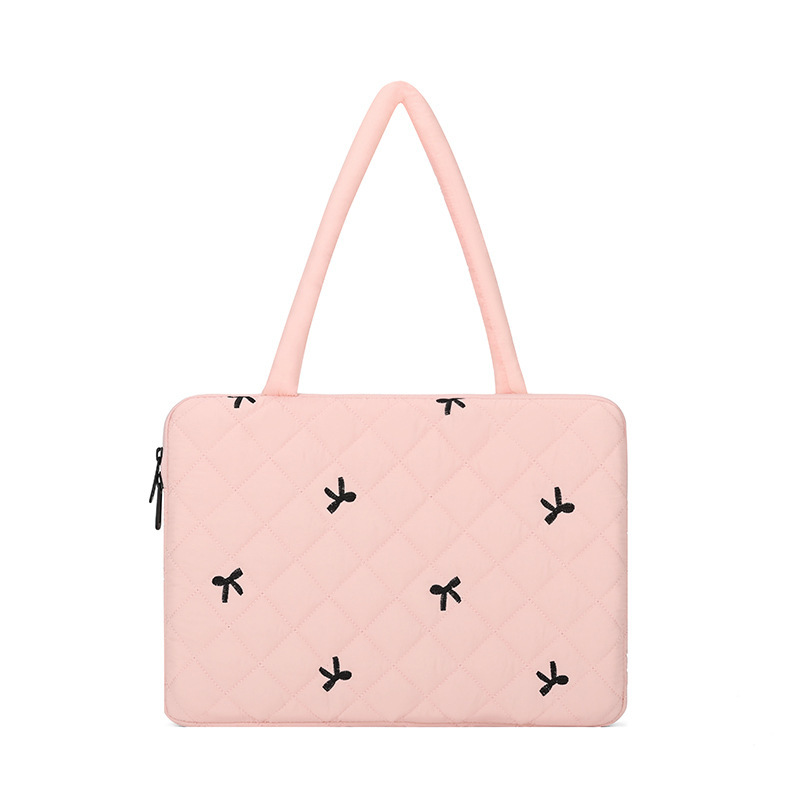 Korean-style quilted embroidered laptop bag 14inch lightweight shockproof notebook protective case for women, simple and cute for commuting