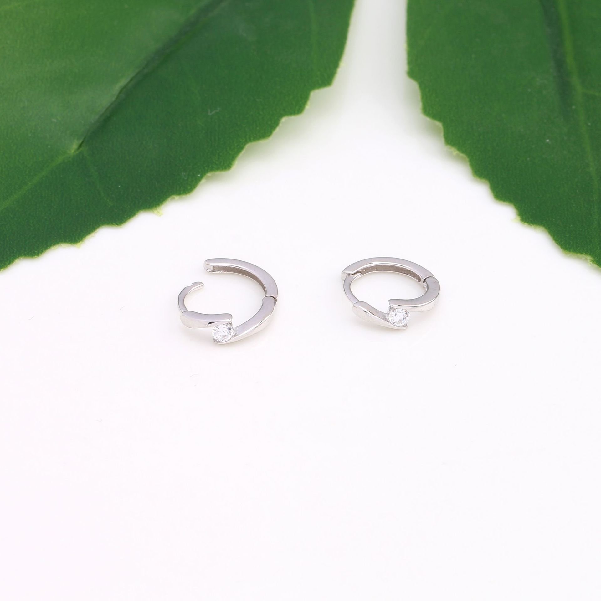Elegant Style 1 Pair 925 Sterling Silver Zircon Geometric Earrings