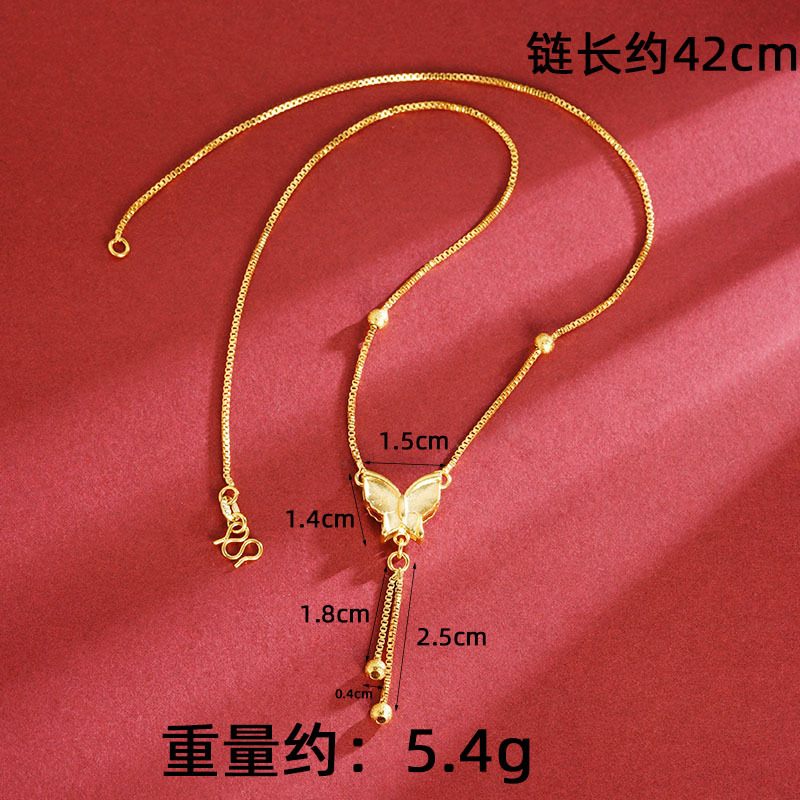 Nueva pulsera de collar de oro de arena de mariposa con flecos exquisitos, temperamento, joyería de diseño de lujo ligero, no se desvanecerá durante mucho tiempo
