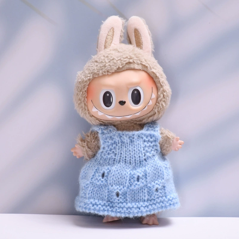 Кукольная одежда (Labubu) зимний комплект — шапка из шерсти, свитер и аксессуары, подходит Gen 1–2