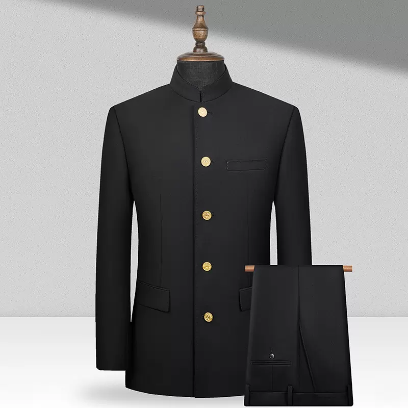 男士立领中山装套装2025秋冬新款男装中老年休闲国风新中式两件套