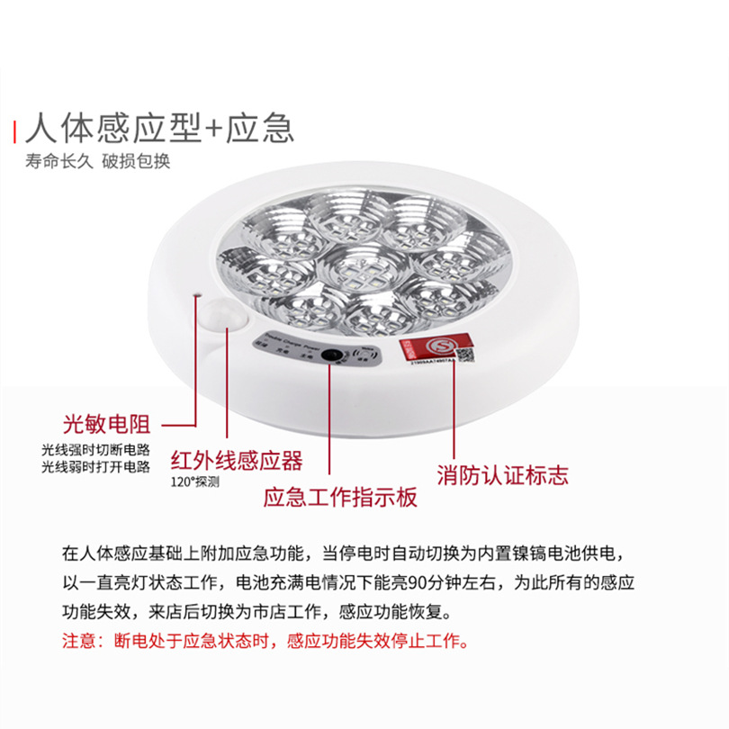 Plum blossom model 8w human body sensor (diameter 22cm) + emergency