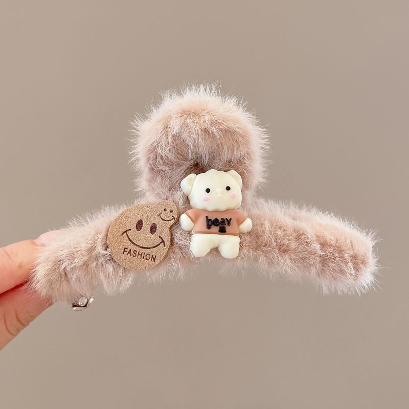 Otoño e invierno clip de tiburón grande horquilla clip de peluche femenino temperamento de alta calidad pinza para el cabello clip peludo tocado