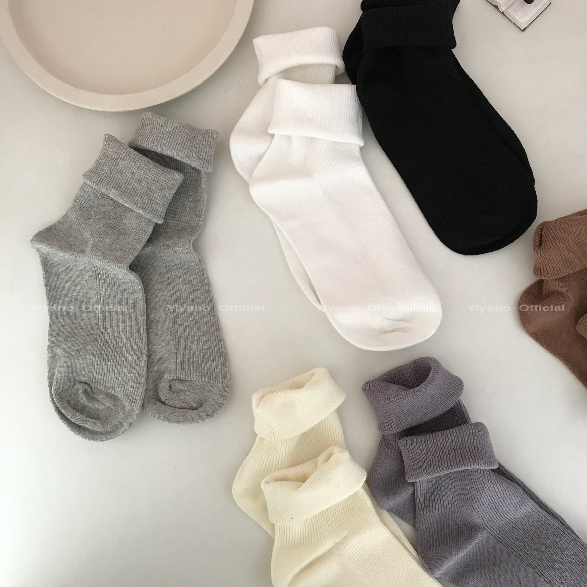 Female Korean candy color socks in tube socks